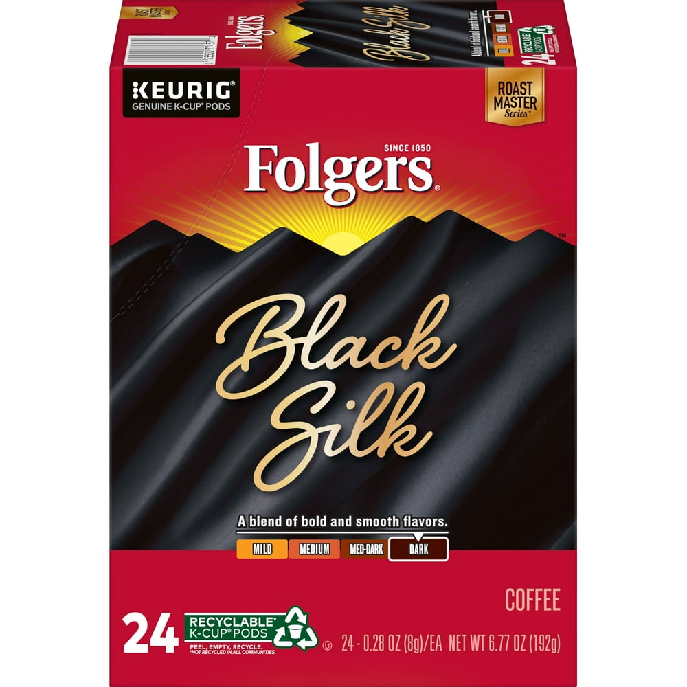 Folgers Black Silk, Dark Roast Coffee, KCup Pods, 24Count Walmart