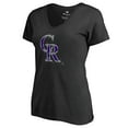 thumbnail image 2 of Women's Black Colorado Rockies Splatter Logo V-Neck T-Shirt, 2 of 3