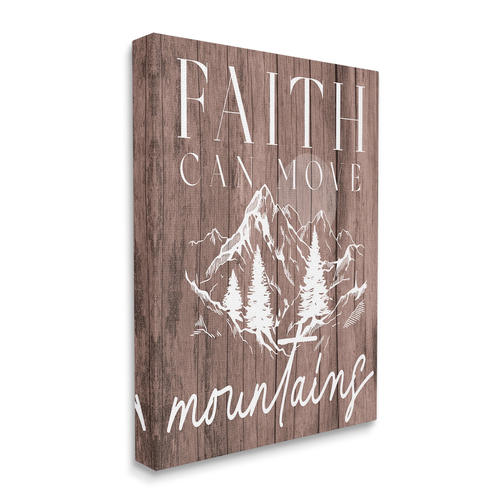 Stupell Industries Faith Can Move Mountains Landscape Painting Gallery Wrapped Canvas Art Print Wall Art, 36 x 48
