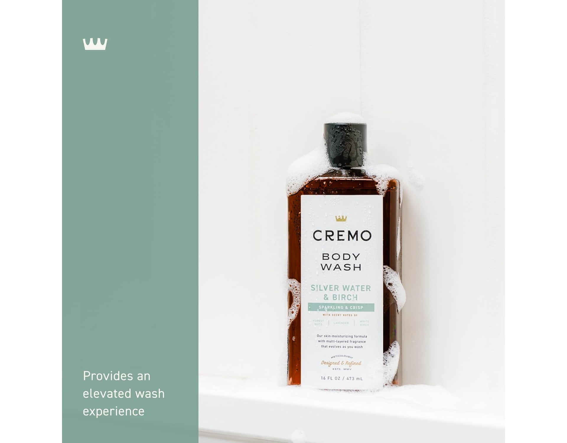 4 Pack - Cremo Body Wash for Men, Silver Water & Birch, Sparkling & Crisp, 16 Fl Oz