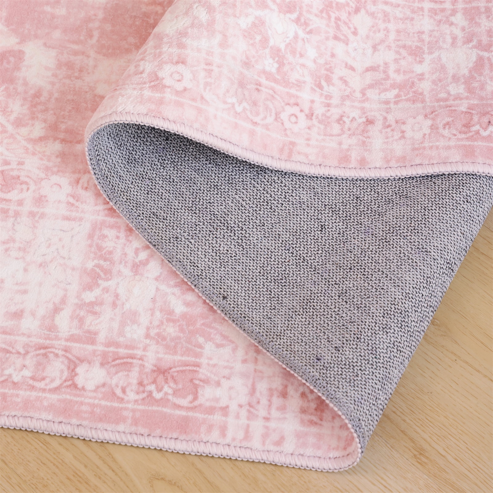 SPRINDAY Boho 5'x7' Area Rug, Large Vintage Distressed Pink Rugs for living room Kitchen, Non-Slip Washable Carpet for Home Office Decor