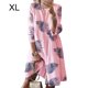 thumbnail image 1 of Vestido Mujer Vestido Estampado Vintage Manga 3/4 Paño De Cuello Redondo, Rosa Hoja, XL Yuarrent AP002219-36, 1 of 5