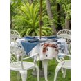 thumbnail image 2 of Outdoor Tablecloth with Umbrella Hole and Zipper, Blue Snowman Christmas Round Table Cloth 54 Inch Waterproof Tablecloth, Vintage Botanical Xmas Snowflake Picnic Table Cover for Patio Camping, 2 of 7