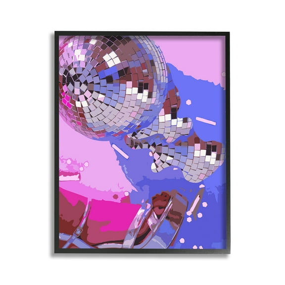 Stupell Industries Abstract Disco & Shoes Abstract Painting Black Framed Art Print Wall Art, 11 x 14