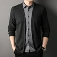thumbnail image 3 of Men's Fake Two-Piece Shirt Sweater Cardigan Jacket-Casual Business, 3 of 5