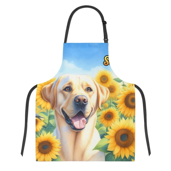 Labrador Retriever Hello Summer Sunshine Sunflowers Spring Retro Vintage Apron Lab Dog Lover Gifts for Cooking Grilling Baking Painting Gardening - 00008