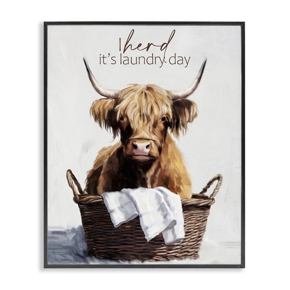 Herd It's Laundry Day Black Framed Giclee Art, design by Kim Allen