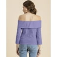 thumbnail image 4 of Moomaya Solid Off-Shoulder Tops, Womens Full Sleeve Casual Vacation Top, 4 of 9