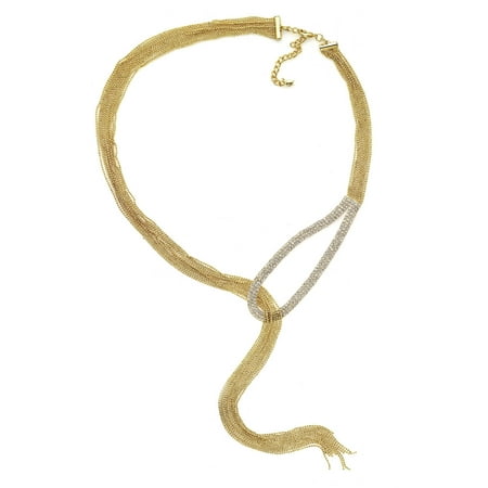 X & O Handset Austrian Crystal Gold-Plated Teardrop Drape Necklace