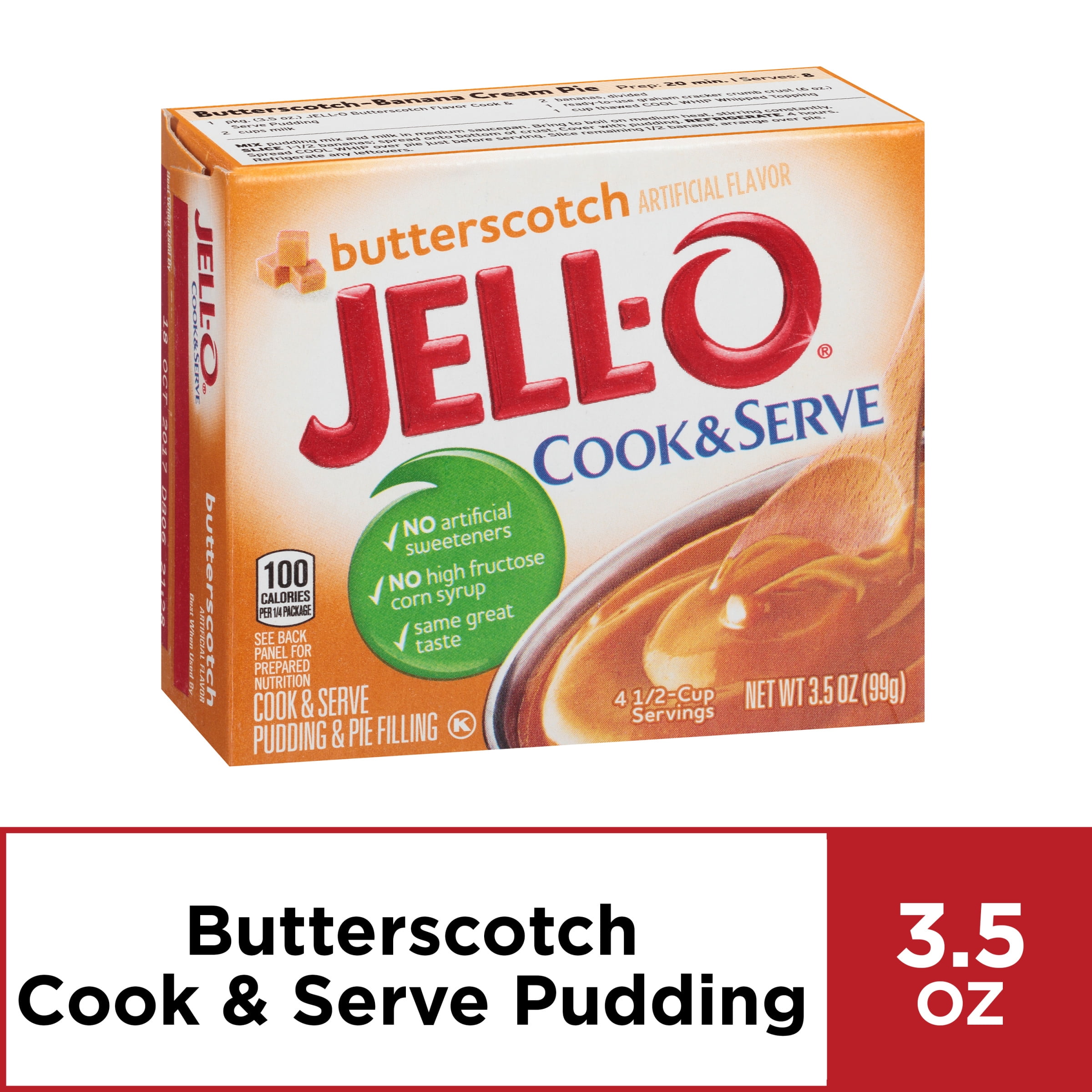 JellO Cook and Serve Butterscotch Pudding, 3.5 oz Box