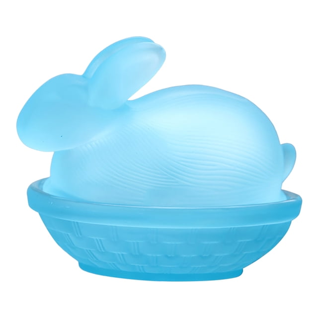 YWIYIUD 1PC Easter CandyDish Glass Rabbit Jar with Lid Cute Rabbit Cookie Jars Decorative Glass Dish Storage Bowl for Easter Table Decorations Gift Party Supplies 4x4.5inch