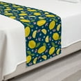 thumbnail image 2 of Fruit Bed Runner, Repetitive Lemons and Flowers Cartoon Print, Decorative Accent Bedding Scarf for Hotels Homes and Guestrooms, Twin, Petrol Blue Yellow, by Ambesonne, 2 of 2