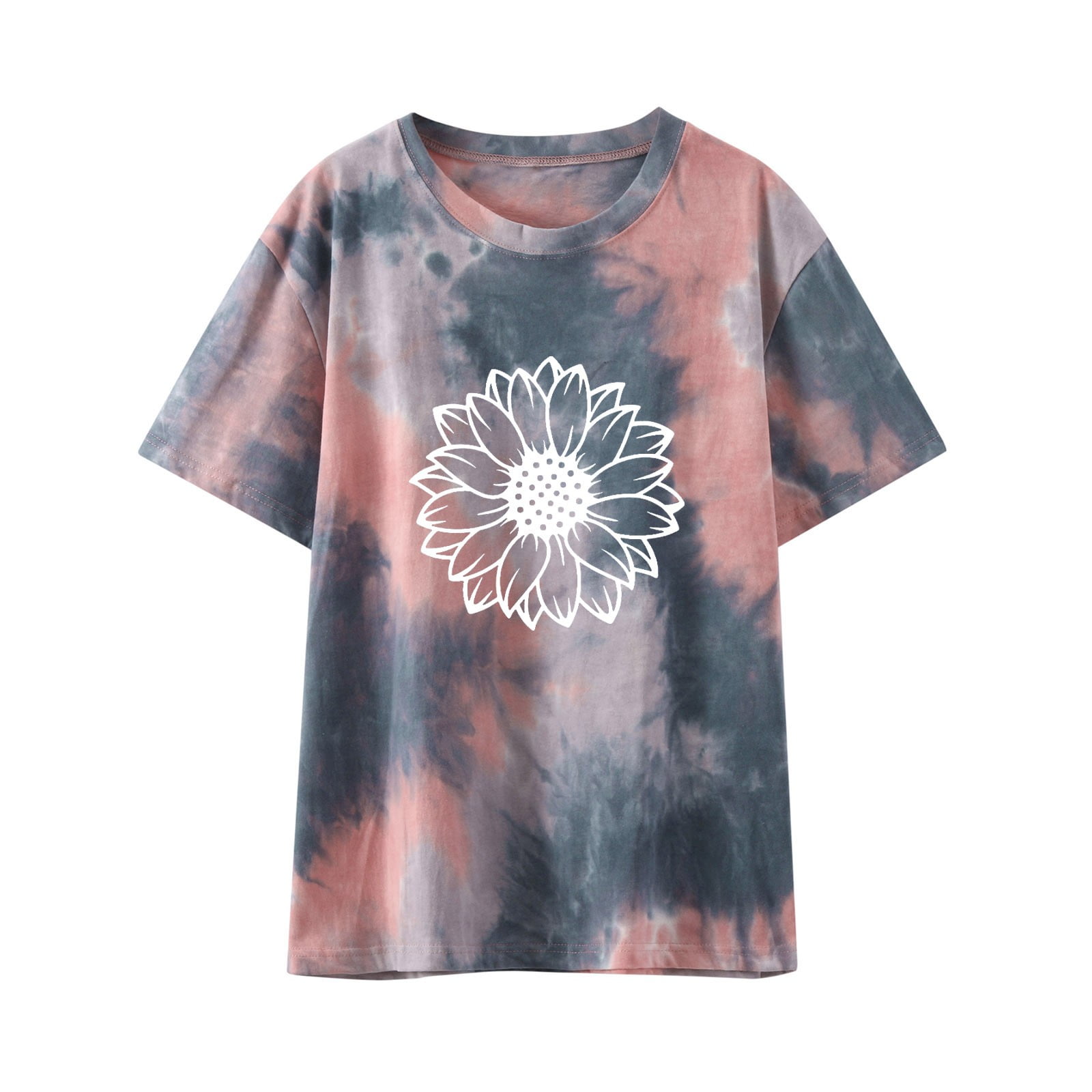 SMihono Women's Fashion Tie Dye Basic Tees Rollback Summer Clothing 2023  Crew Neck Shirts Pleated Loose Casual Comfy Blouse Vintage Short Sleeve