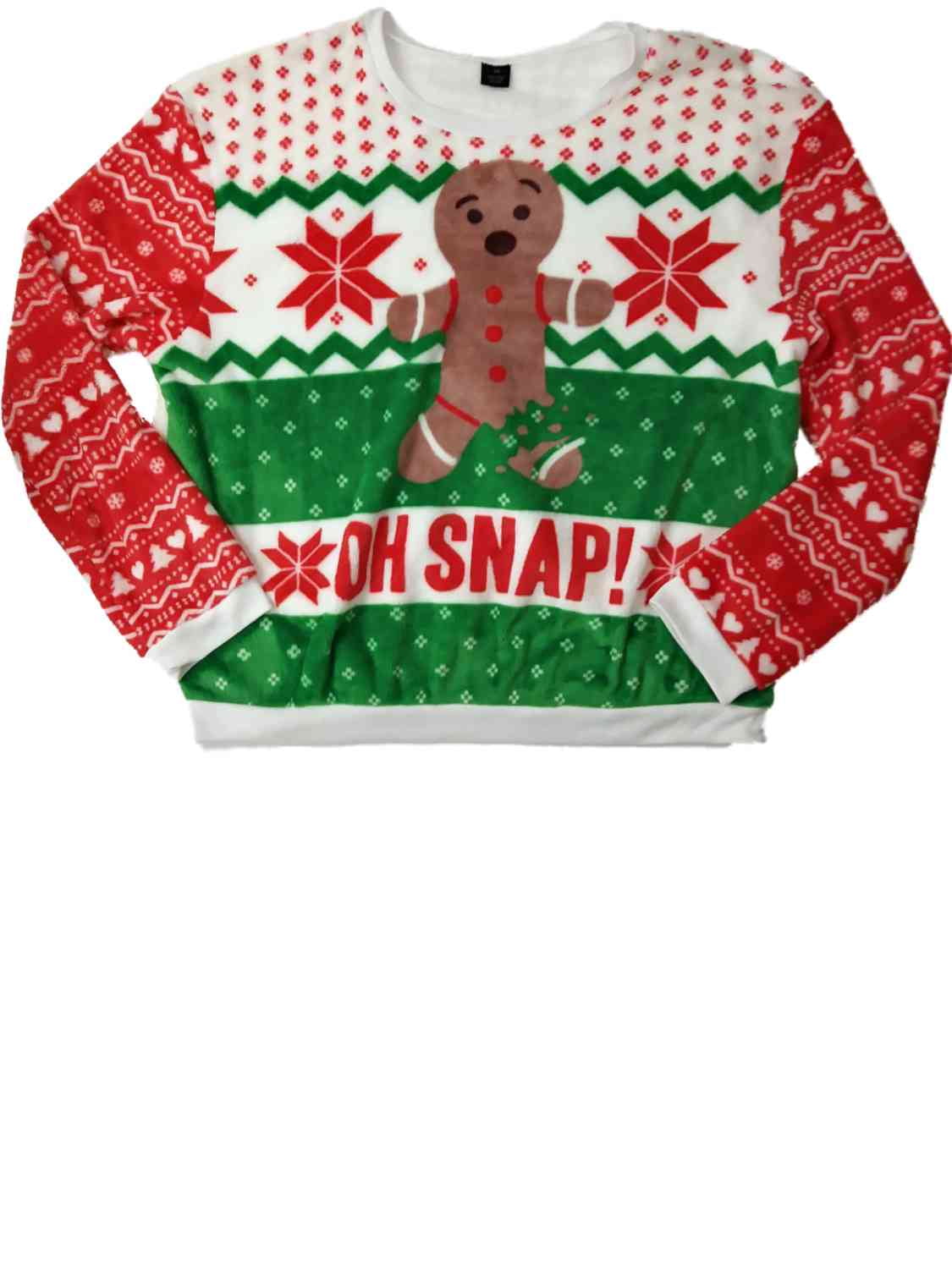 Holiday - Womens Oh Snap Gingerbread Cookie Christmas Pull-Over Holiday Sweater Sweatshirt 