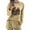 Khaki, variant on Womens Christmas Lounge Shorts Sets Sleepwear Long Sleeve Xmas Tees Drawstring Shorts Holiday Pajamas Khaki, M