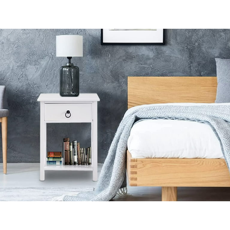 Aobafuir Nightstand, Small Side Table with Drawer, Bedside