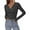 Dark Grey, variant on FreshPretty Long Sleeve Shirts for Women Fall Fashion V Neck Knit Ruched Slim Fit Casual Basic Tees Going Out Tops Y2k