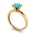 thumbnail image 2 of Clara Pucci 14K Yellow Gold Solid Gold Turquoise Solitaire Anniversary Ring for Women - 1 cttw Round Cut, 2 of 8