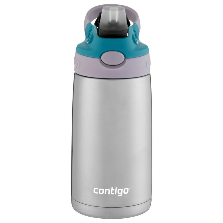 Contigo Kids Stainless Steel Water Bottle with Redesigned Autospout Straw, 13 oz, Taro & Juniper