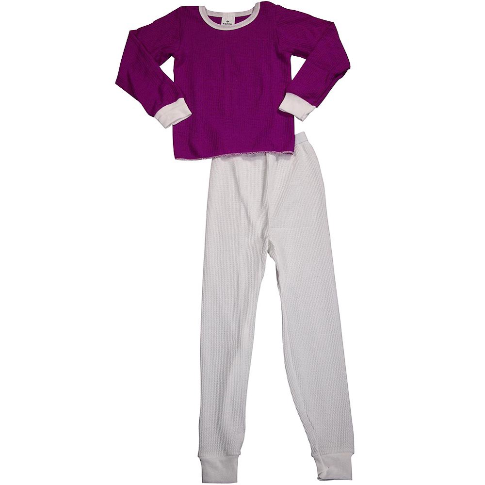 Indera Little Girls' Long Sleeve Thermal Underwear Set 401ST Cotton Poly Long Janes Johns