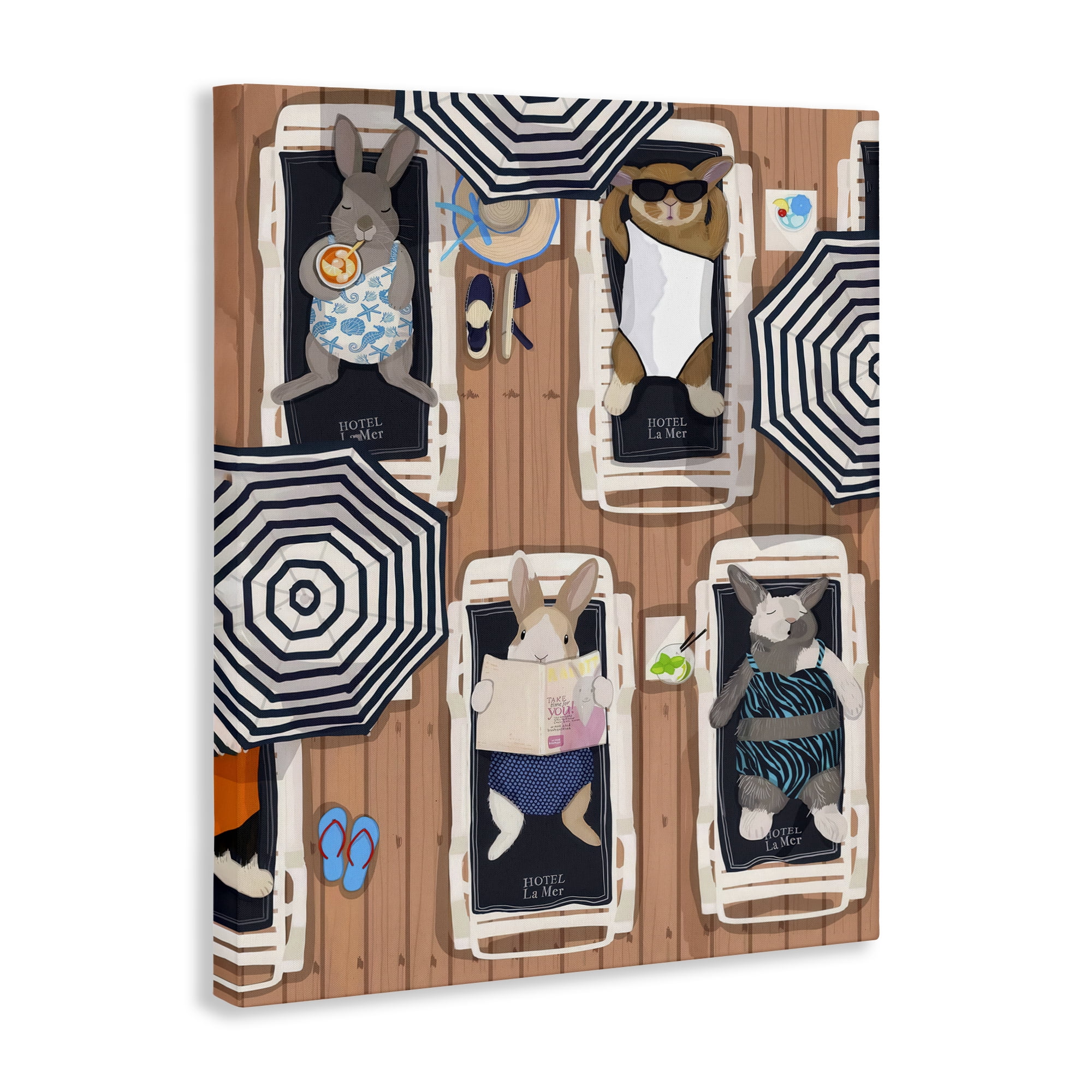 Stupell Industries Rabbits at Hotel La Mer Canvas Wall Art, design by Hanna Melin