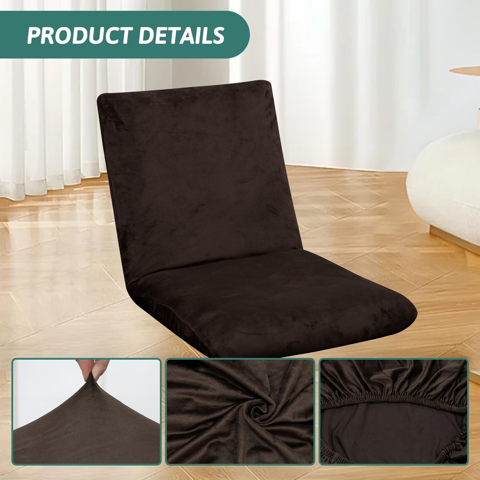 LKJYER Velvet Folding Floor Gaming Chair Cover Stretch Adjustable Floor Chair Slipcover Washable Padded Folding Gaming Sofa Chair Cover Floor Seating Lounge Chair Cover Protector for Living Room