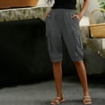 thumbnail image 4 of aohooy Linen Cargo Capris for Women Knee Length Capri Pants with Pockets Elastic Waisted Summer Work Outdoor Hiking Cropped Pant Gray,XXL, 4 of 8