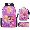 thumbnail image 1 of Barbie Princess Backpack Three-Piece Pink Barbie Girl Backpack Large Capacity Student Backpack, 1 of 2