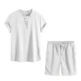 thumbnail image 2 of Weiqiqre Men's 2 Piece Outfits Linen Set Short Sleeve Shirt Top and Drawstring Waist Vacation Short Sets, 2 of 5