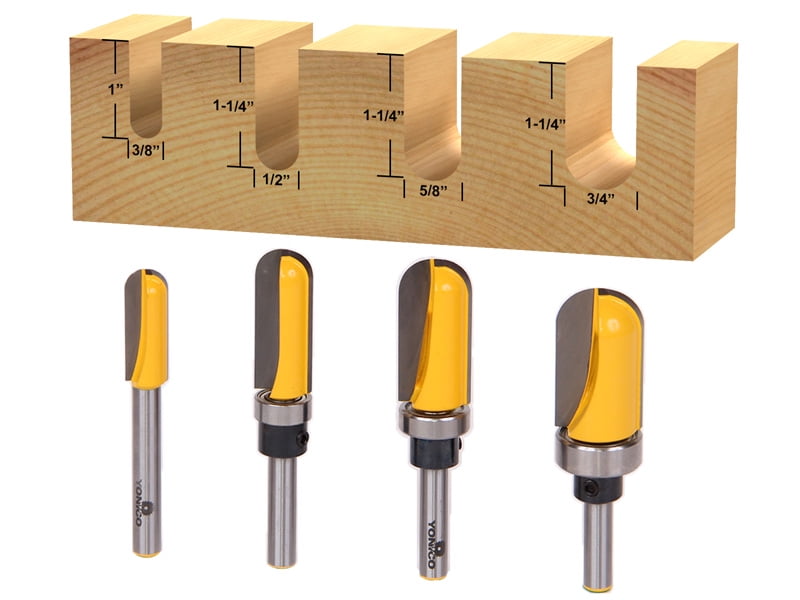 4 Bit Round Nose Router Bit Set- Plunge - 1/4
