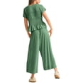 thumbnail image 5 of Pantalones anchos Outfit Antnation de 2 piezas con parte superior fruncida para mujer, 5 of 5