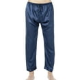 thumbnail image 1 of LELINTA Mens Silk Satin Pajamas Pyjamas Pants Sleep Bottoms Nightwear Sleepwear Trousers with Drawstring, Black/ Blue, L-3XL, 1 of 6