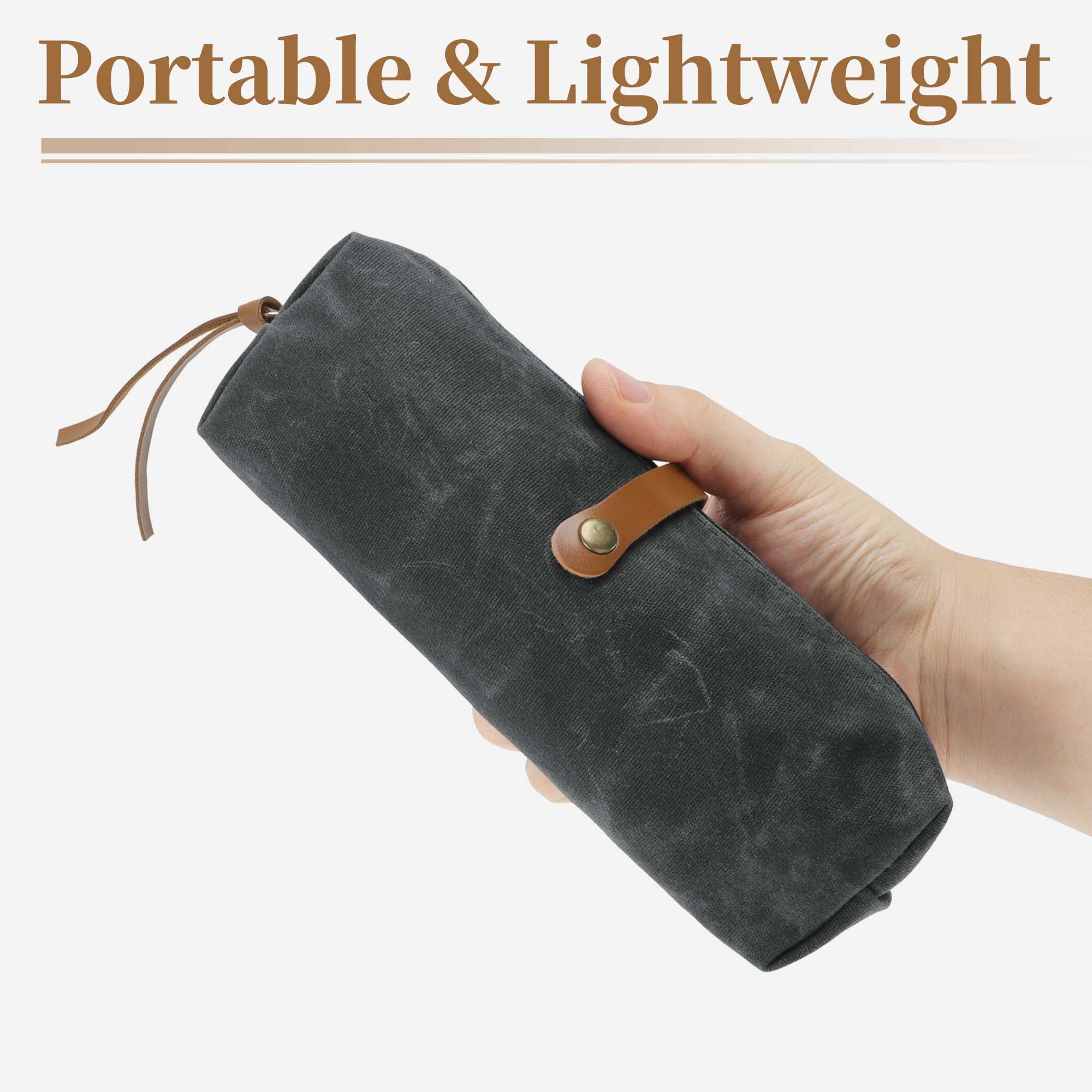 Unique Bargains Waxed Style Aesthetic Pen Bag Organizer Gray