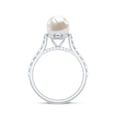 thumbnail image 3 of Rosec Jewels Cultured Freshwater Pearl Diamond Engagement Ring 7 Carat - Pearl Solitaire Ring for Women - 8 mm - AAA Quality, 18K White Gold, US 4.00, 3 of 9