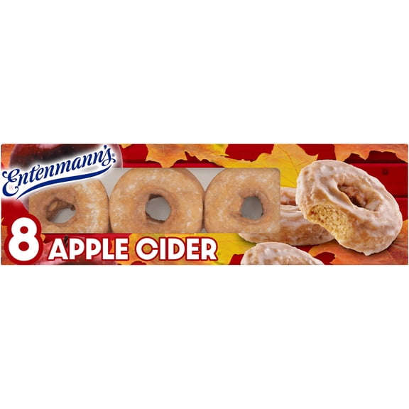 Entenmann's Classic Apple Cider Donuts, 8 count, Kosher Cake Donuts, 14.5 oz Box