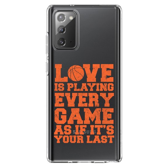 DistinctInk Clear Shockproof Hybrid Case for Galaxy Note 20 ULTRA (6.9" Screen) - TPU Bumper Acrylic Back Tempered Glass Screen Protector - Love is Playing Every Game As If It's Your Last