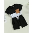 thumbnail image 3 of xiaxaixu 2Pcs Toddler Boy Summer Outfits, Short Sleeve Contrast Color T-Shirt + Pocket Shorts Set, 3 of 8