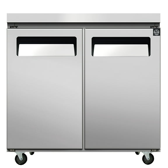 NSF 36 in. Undercounter Refrigerator, 2 Solid Doors Refrigerator 9.7 Cu.Ft. Commercial Undercounter Refrigerator