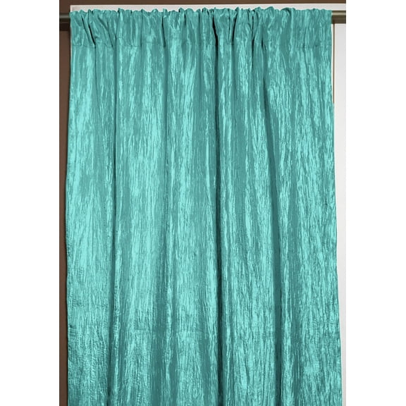 Crinkle Taffeta Crushed Pattern Single Curtain Panel 54 Inch Wide Aqua