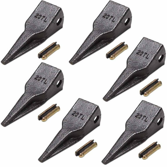 Titan Attachments  6 sets of 23TL Bucket Tiger Teeth fits John Deere w/ 23TFP Flex Pin 23TFTT