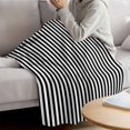 thumbnail image 3 of Black White Stripe Blanket Soft Cozy Warm Throw Blanket for Couch, Plush Fuzzy Flannel Fleece Blankets for Sofa, Modern Minimalist Geometric Striped Bed Blankets Lightweight Gifts for Women, 40"x60", 3 of 9