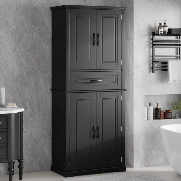 Christopher Knight Home 72" Bathroom Storage Cabinet with Drawer and Adjustable Shelves, Black