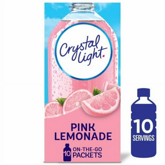 Pack of 2 - Crystal Light Zero Sugar Pink Lemonade Drink Mix Packets 10 Packets