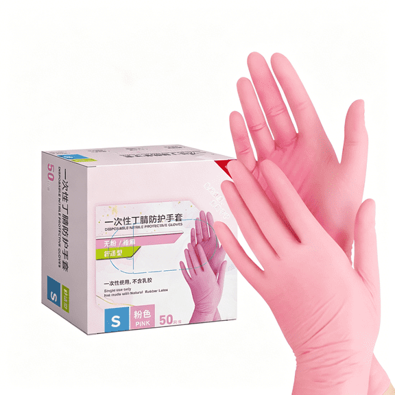 OITY Kids Disposable Gloves for Ages 4–8, Pink Kids Nitrile Gloves Food Safe Latex & Powder Free for Crafts, Baking, Tie Dye & Art Projects, Xs 50 Count