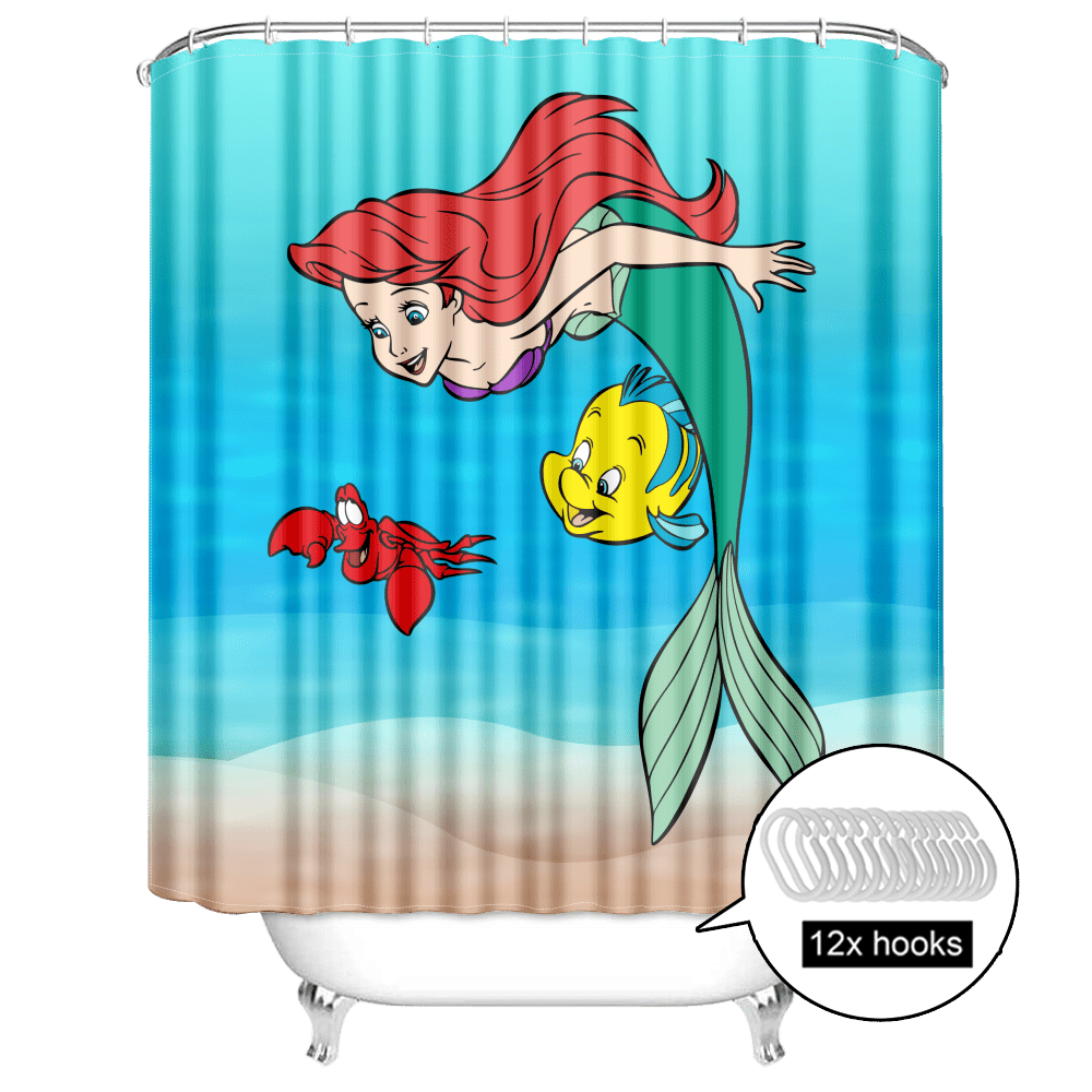 The Little Mermaid Shower Curtain,Cloth Fabric Bathroom Decor Set with