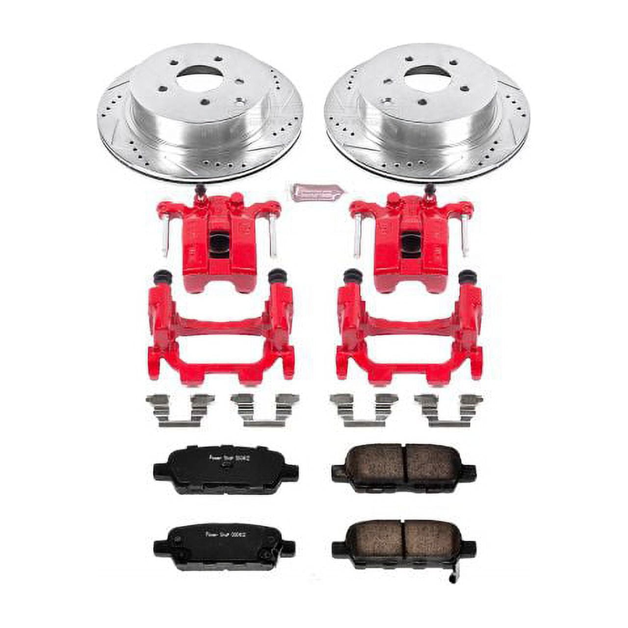 PowerStop Rear Z23 Evolution Sport Brake Pad and Rotor Kit with Red Powder Coated Calipers Fits: INFINITI NISSAN Select Models KC2427A