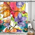 thumbnail image 3 of Floral Watercolor Shower Curtain, Flowers Colorful Painting Aesthetic Art Design Pattern Decor Durable Polyester Waterproof Cloth Bathtub Curtains for Bathroom with 12 Hooks, 72x72 Inch, 3 of 6