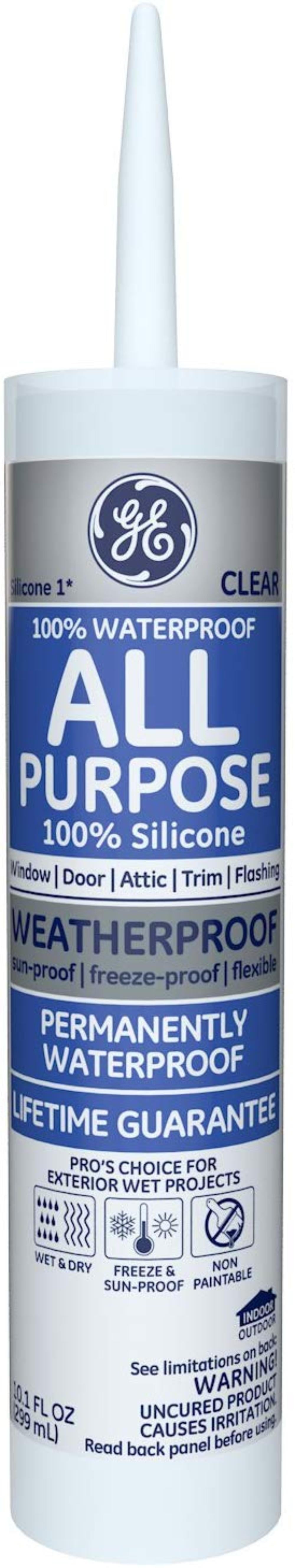 GE012A Silicone 1 All Purpose Sealant Caulk, caulker, Clear, GE 100