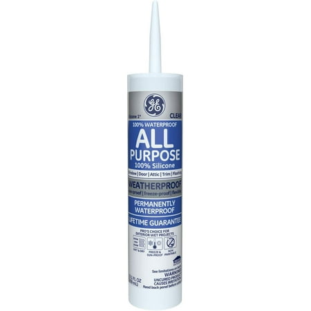 GE012A Silicone 1 All Purpose Sealant Caulk, caulker, Clear, GE 100% Silicone is 100% waterproof and 100% weatherproof. By GE...