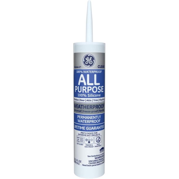 GE012A Silicone 1 All Purpose Sealant Caulk, caulker, Clear, GE 100